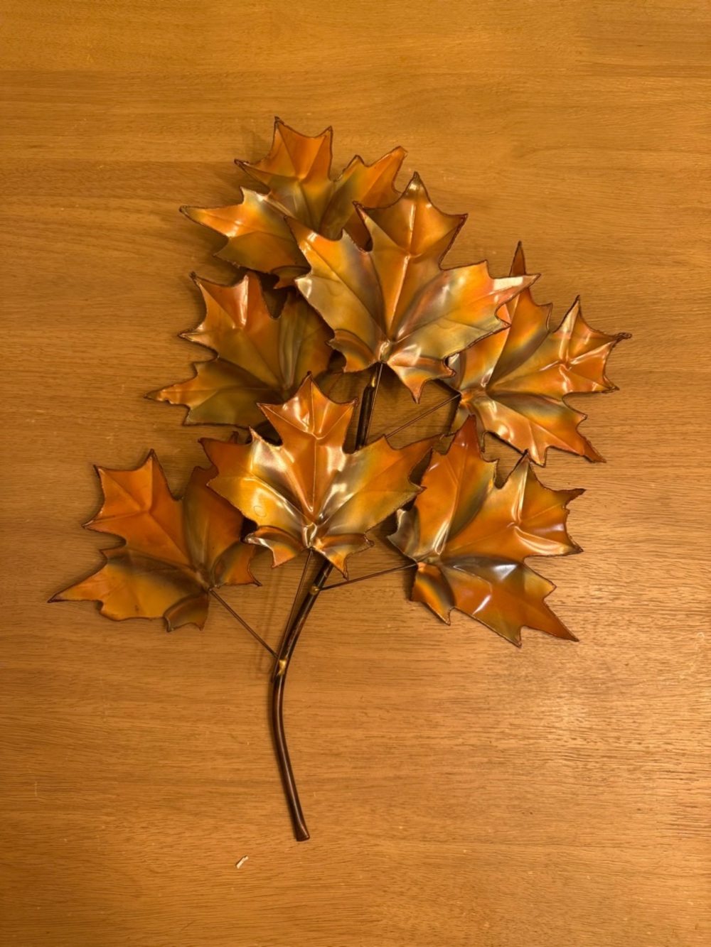 Vintage MCM copper maple leaf wall decor